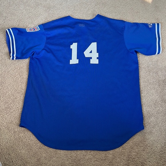 MLB Authentic Majestic Blue LA Dodgers Adult Little League Patch Jersey Sz Large - Picture 5 of 12